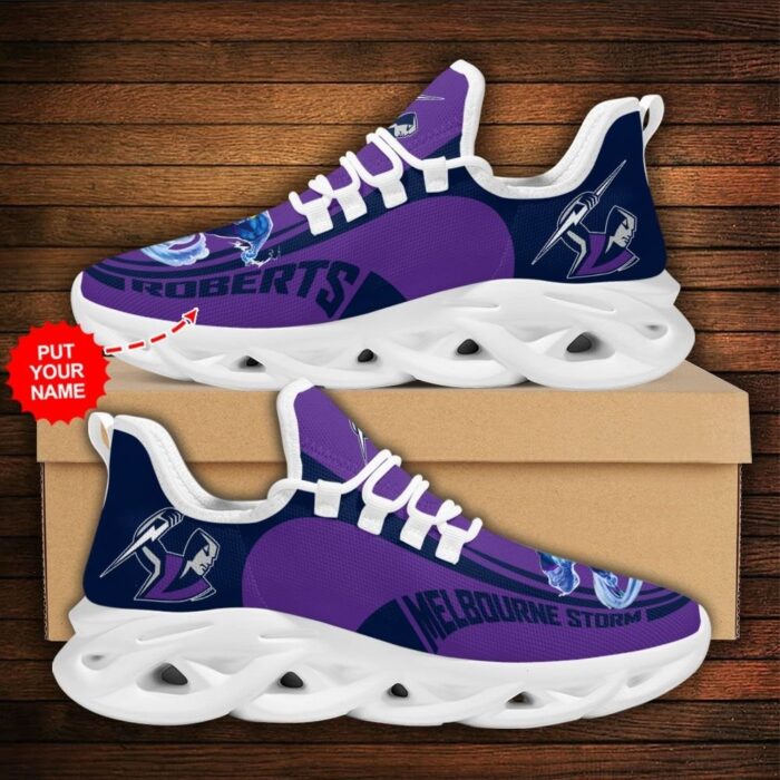 NRL Melbourne Storm Custom Name Purple Mascot Max Soul Shoes