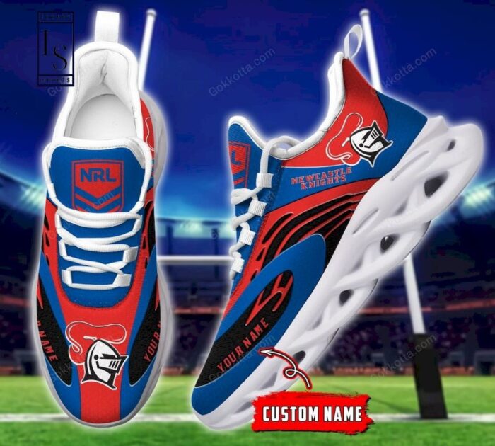 NRL Newcastle Knights Custom Name Red Blue Max Soul Shoes