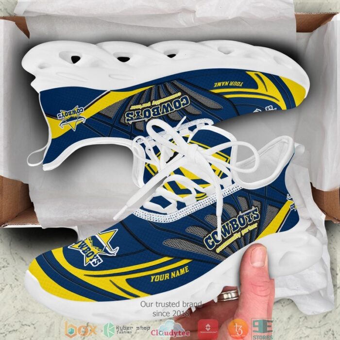 NRL North Queensland Cowboys Custom Name Blue Max Soul Shoes