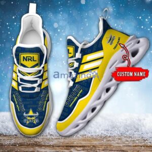 NRL North Queensland Cowboys Custom Name Blue Yellow Max Soul Shoes