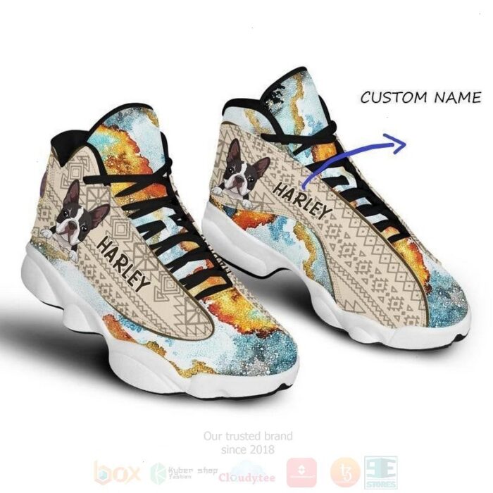 Native Pattern Dog Custom Name Air Jordan 13 Shoes