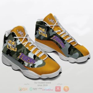 Ncaa Lsu Tigers Orange Camo Air Jordan 13 Shoes