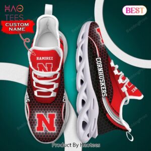 Nebraska Cornhuskers Personalized Black Red Max Soul Shoes