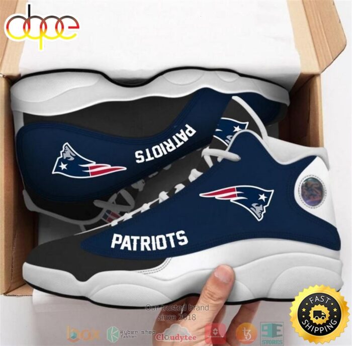 New England Patriots NFL Big Logo Football Team 5 Air Jordan 13 Sneaker Shoes