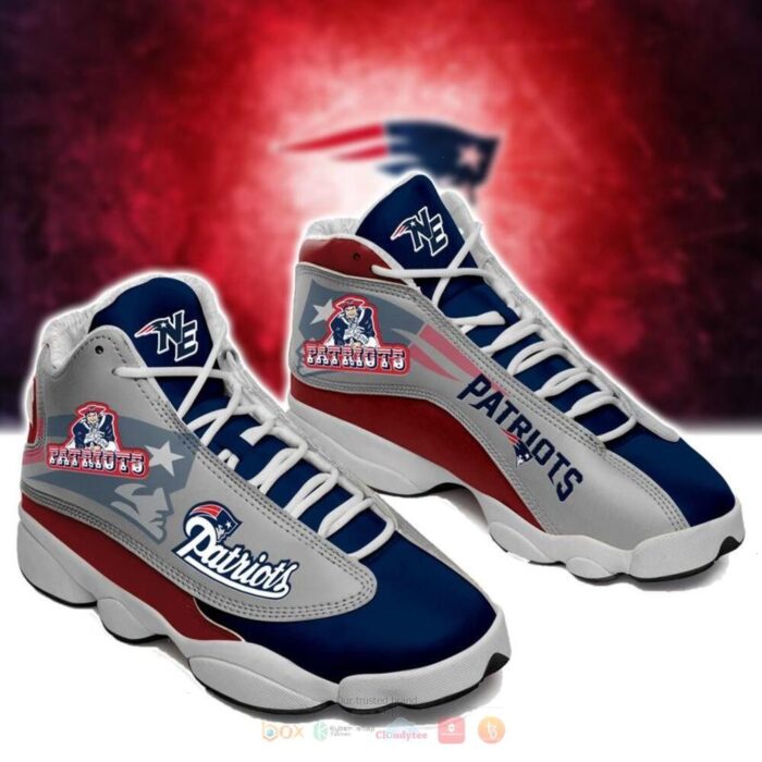 New England Patriots Nfl Blue Grey Air Jordan 13 Shoes