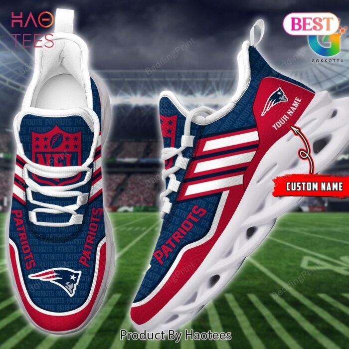 New England Patriots Personalized Blue Mix Red Max Soul Shoes