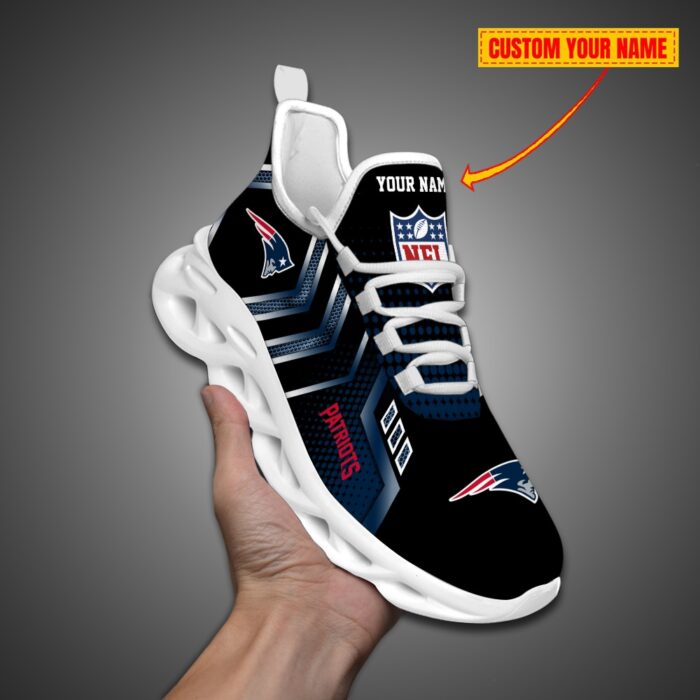 New England Patriots Personalized NFL Metal Style Design Max Soul Shoes