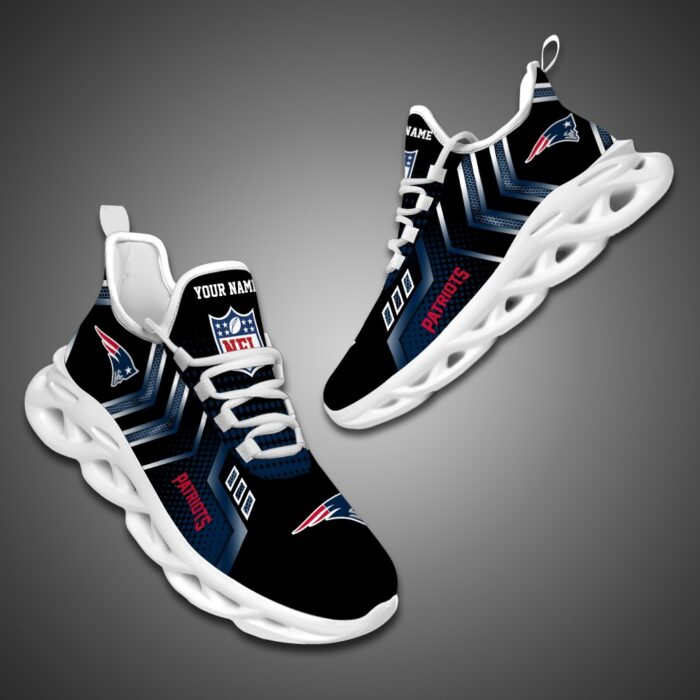 New England Patriots Personalized NFL Metal Style Design Max Soul Shoes