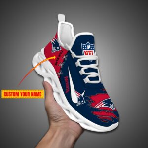 New England Patriots Personalized Ripped Design NFL Max Soul Shoes