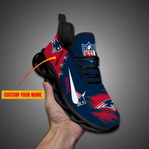 New England Patriots Personalized Ripped Design NFL Max Soul Shoes