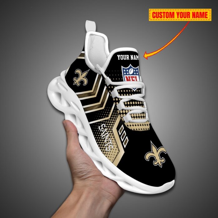 New Orleans Saints Personalized NFL Metal Style Design Max Soul Shoes