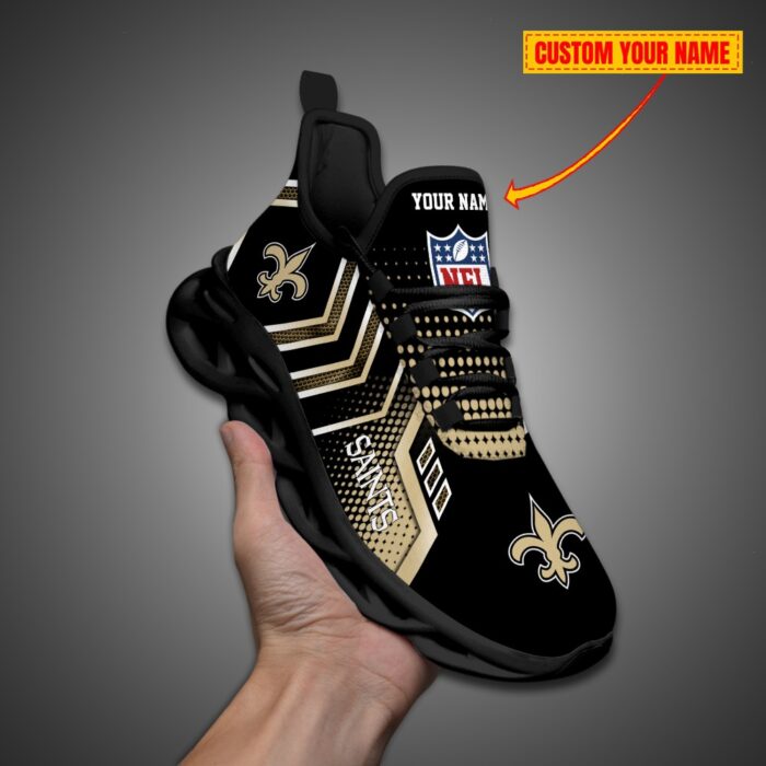 New Orleans Saints Personalized NFL Metal Style Design Max Soul Shoes