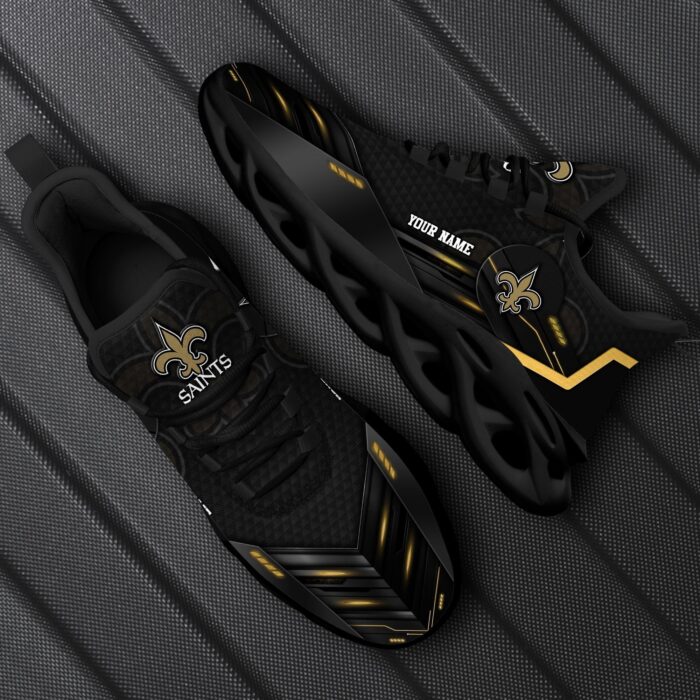 New Orleans Saints Personalized NFL Sport Black Max Soul Shoes