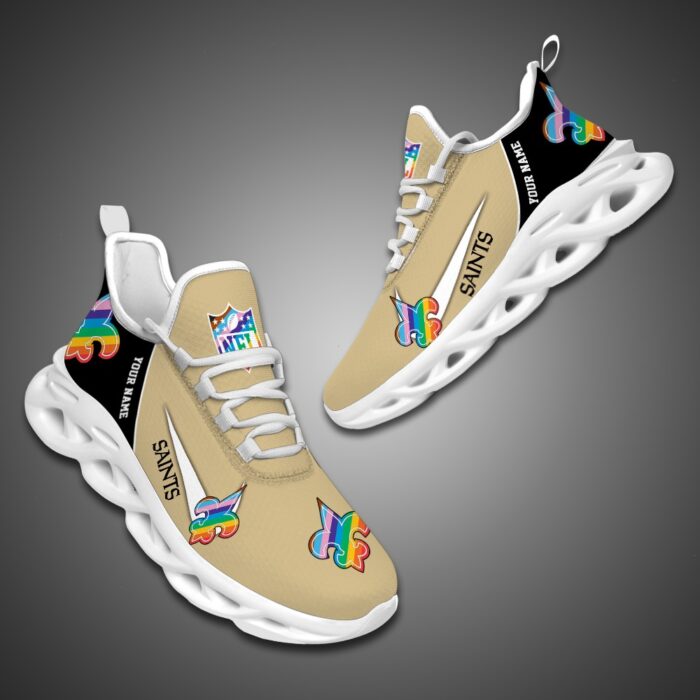 New Orleans Saints Personalized Pride Month Luxury NFL Max Soul Shoes Ver 2