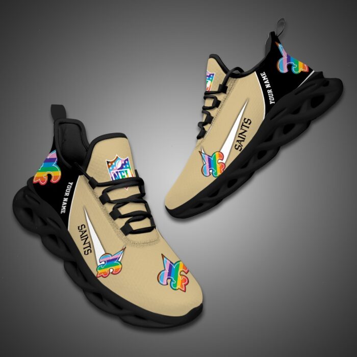 New Orleans Saints Personalized Pride Month Luxury NFL Max Soul Shoes Ver 2