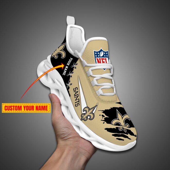 New Orleans Saints Personalized Ripped Design NFL Max Soul Shoes