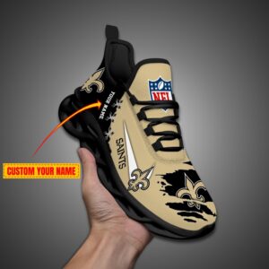 New Orleans Saints Personalized Ripped Design NFL Max Soul Shoes