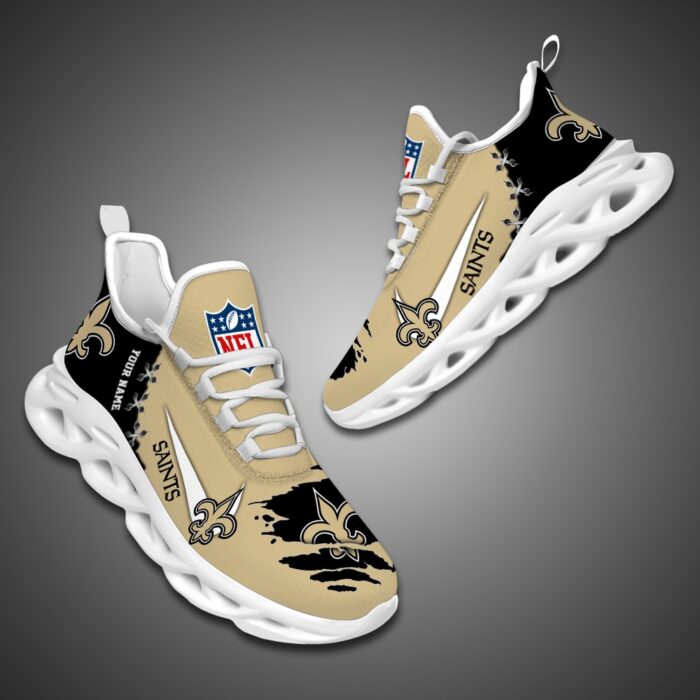 New Orleans Saints Personalized Ripped Design NFL Max Soul Shoes