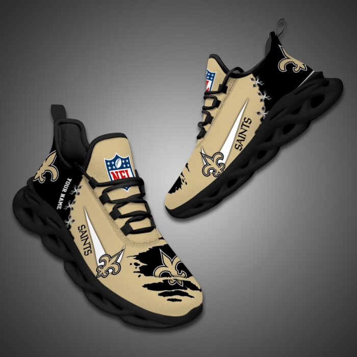 New Orleans Saints Personalized Ripped Design NFL Max Soul Shoes