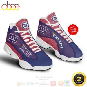 New York Giants Football NFL Custom Name Red Air Jordan 13 Shoes