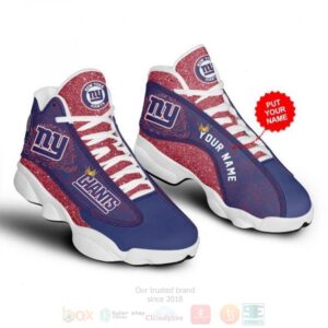 New York Giants Football Nfl Custom Name Red Air Jordan 13 Shoes