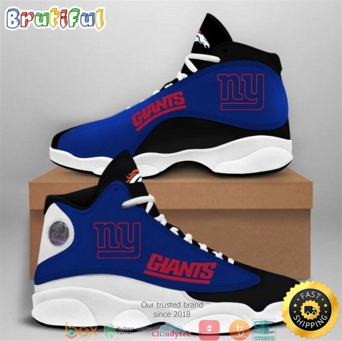 New York Giants NFL Big Logo Football Team Air Jordan 13 Sneaker Shoes