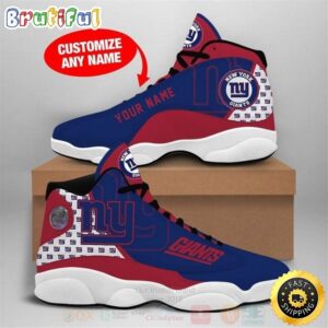 New York Giants NFL Custom Name Air Jordan 13 Shoes