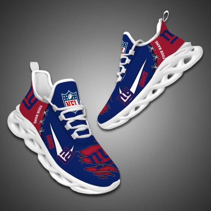 New York Giants Personalized Ripped Design NFL Max Soul Shoes