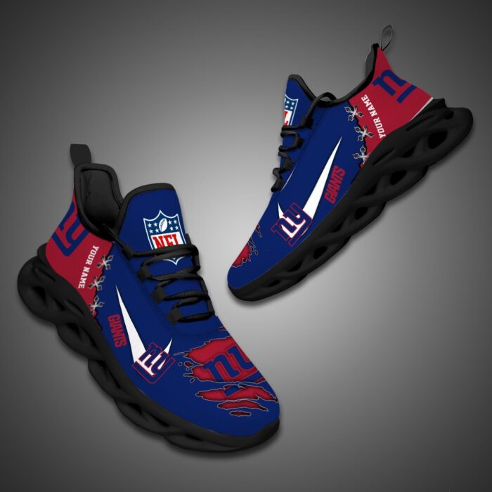 New York Giants Personalized Ripped Design NFL Max Soul Shoes