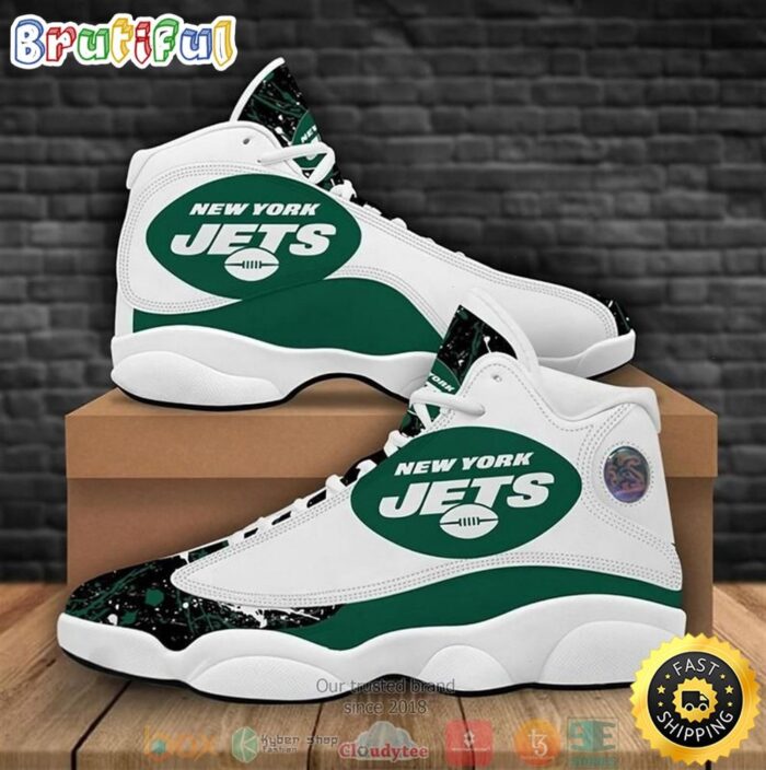 New York Jets Football NFL Big Logo 6 Air Jordan 13 Sneaker Shoes