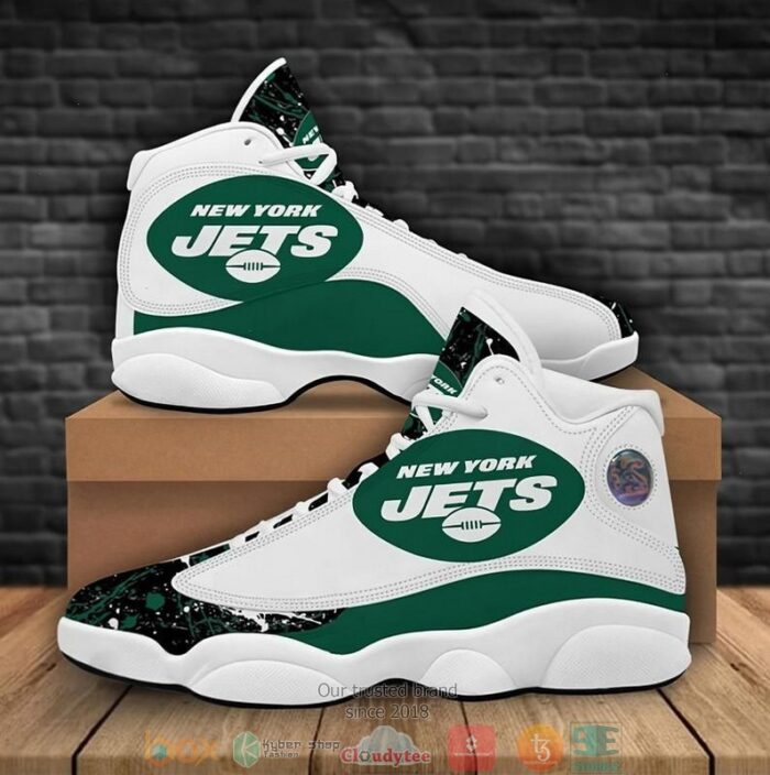 New York Jets Football Nfl Big Logo 6 Air Jordan 13 Sneaker Shoes