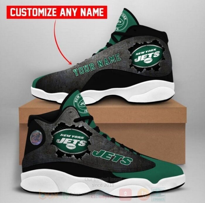 New York Jets Nfl Custom Name Air Jordan 13 Shoes