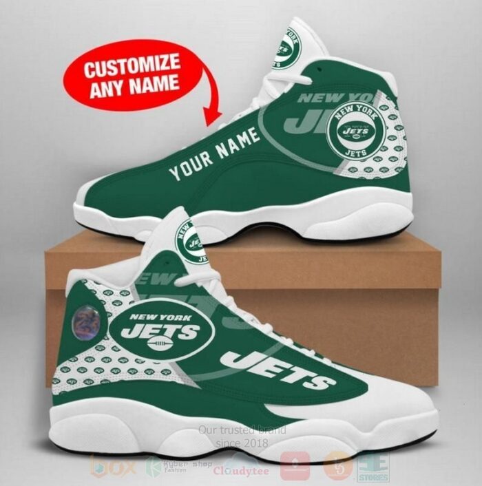 New York Jets Nfl Custom Name Air Jordan 13 Shoes 2