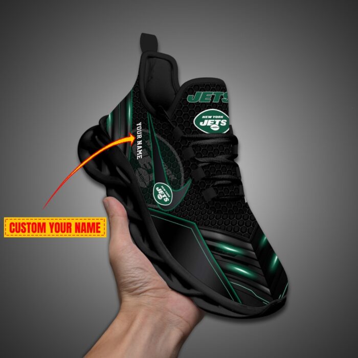 New York Jets Personalized NFL Neon Light Max Soul Shoes