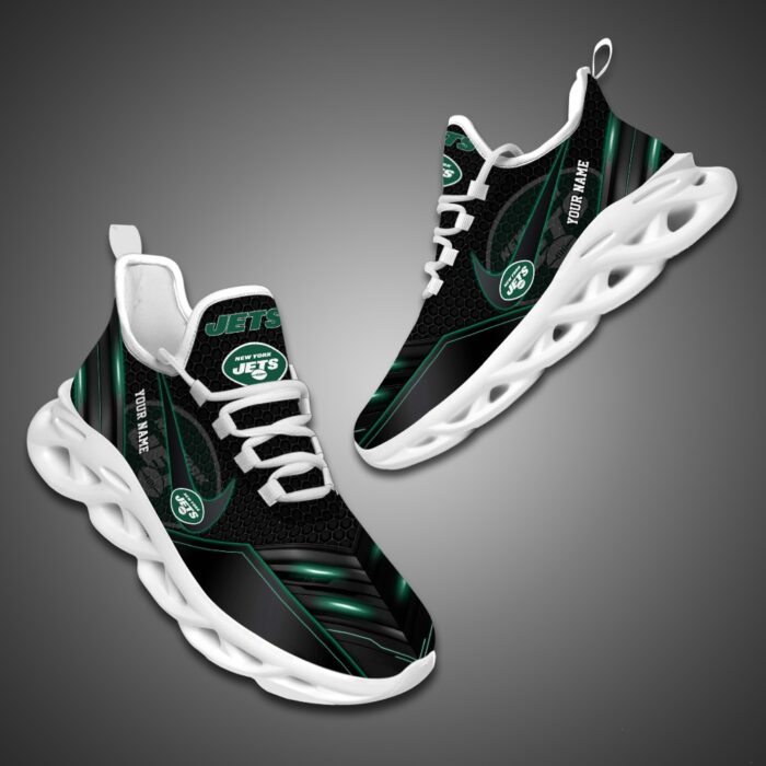 New York Jets Personalized NFL Neon Light Max Soul Shoes