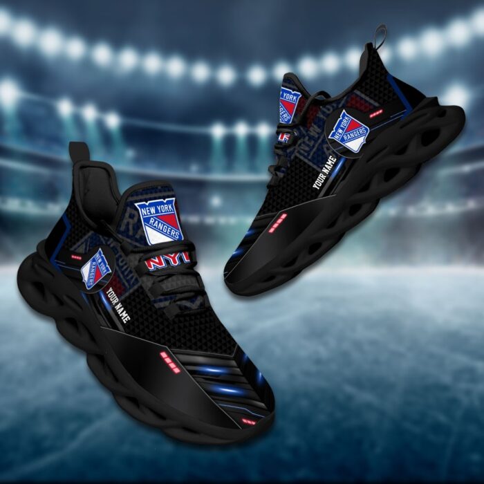 New York Rangers Personalized NHL Sport Black Max Soul Shoes