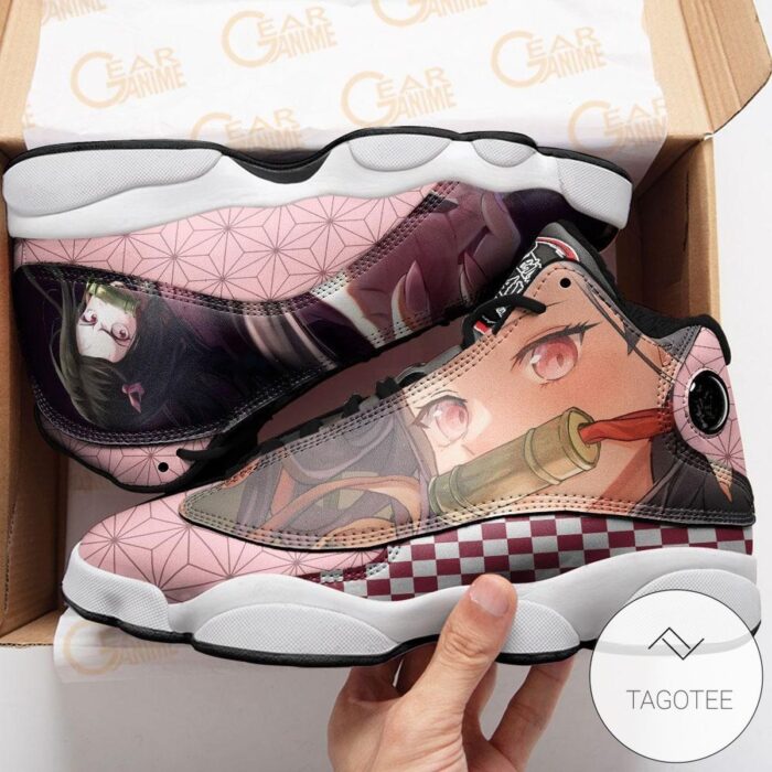 Nezuko Sneakers Custom Anime Demon Slayer Air Jordan 13 Shoes