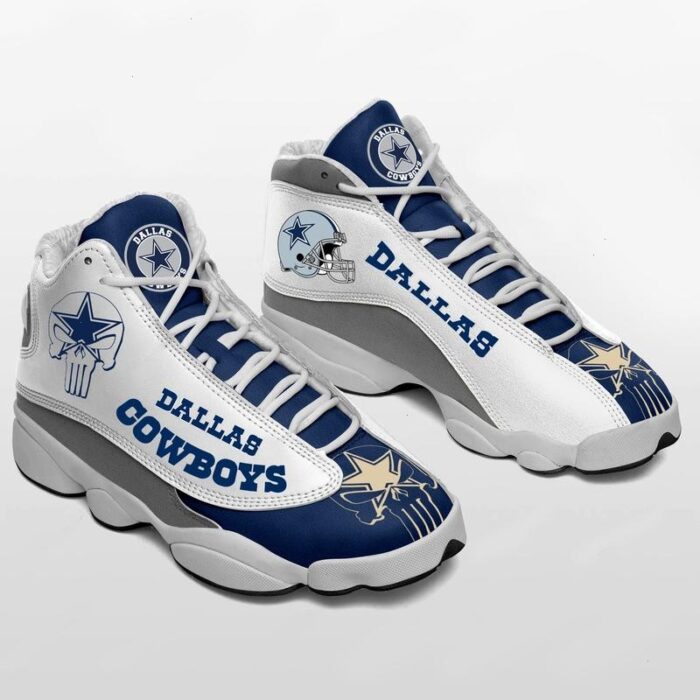 Nfl Dallas Cowboys Punisher Skull Air Jordan 13 Sneaker Shoes