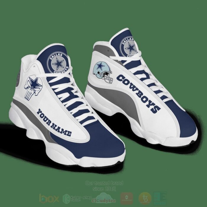 Nfl Dallas Cowboys Punisher Skull Custom Name Air Jordan 13 Shoes