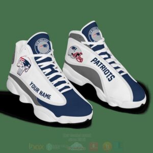 Nfl New England Patriots Punisher Skull Custom Name Air Jordan 13 Shoes