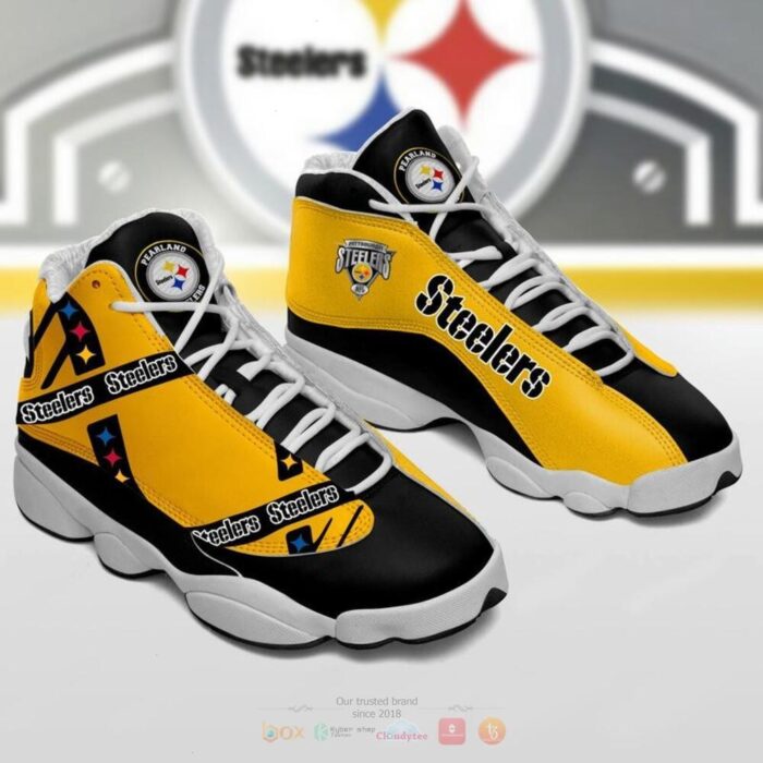 Nfl Pittsburgh Steelers Black Yellow Air Jordan 13 Shoes