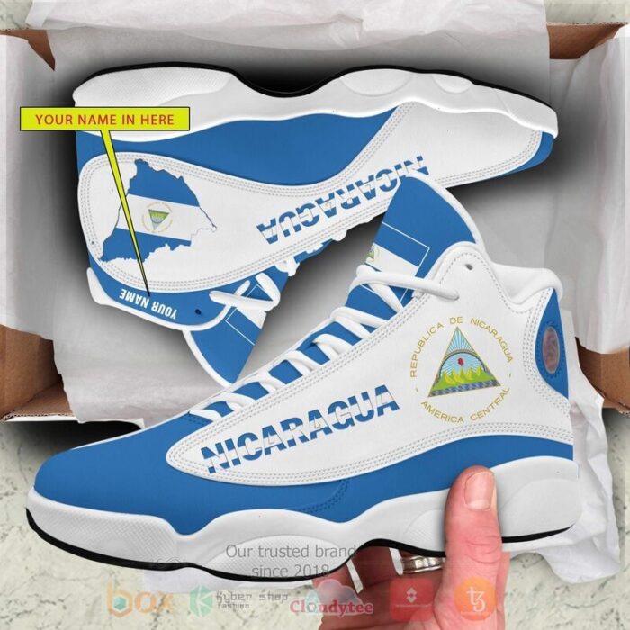 Nicaragua Personalized Blue Air Jordan 13 Shoes