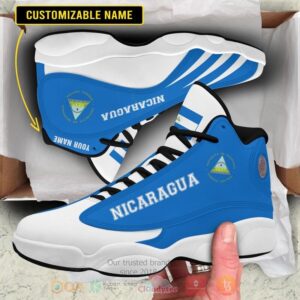 Nicaragua Personalized Blue White Air Jordan 13 Shoes