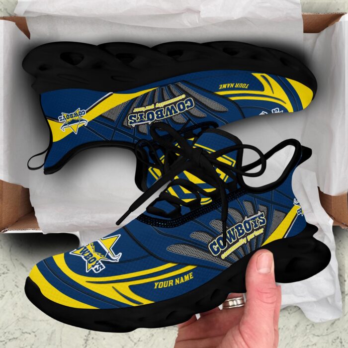 North Queensland Cowboys Custom Name NRL Max Soul Shoes