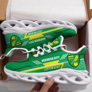 Norwich City FC Custom Name Green Yellow Max Soul Shoes