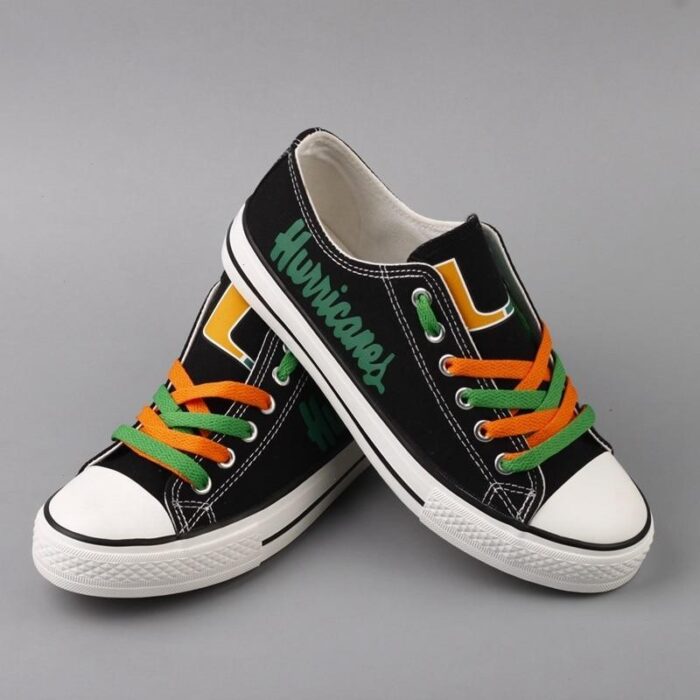 Novelty Design Miami Hurricanes Shoes Low Top Canvas Shoes