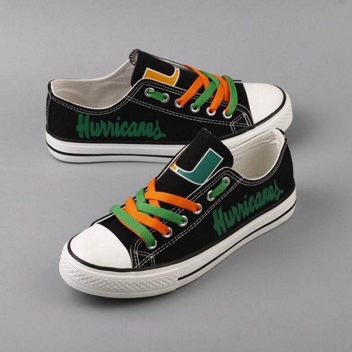 Novelty Design Miami Hurricanes Shoes Low Top Canvas Shoes