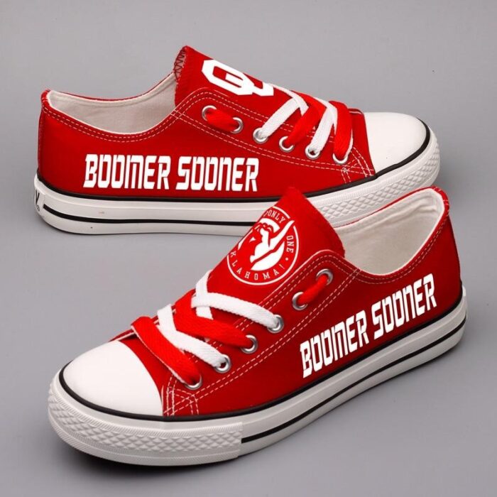 Novelty Design Oklahoma Sooner Shoes Low Top Canvas Shoes