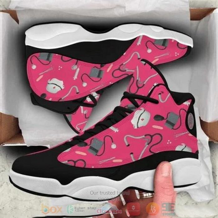 Nurse Tool Parttern Pink Black Air Jordan 13 Shoes