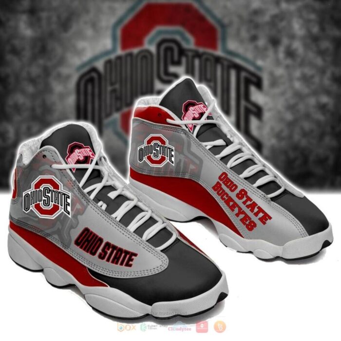 Ohio State Buckeyes Black Grey Air Jordan 13 Shoes